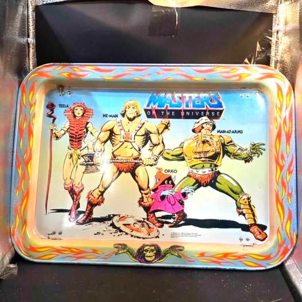 Vintage 1982 Masters of the Universe He-Man Metal TV Tray Folding Mattel MOTU